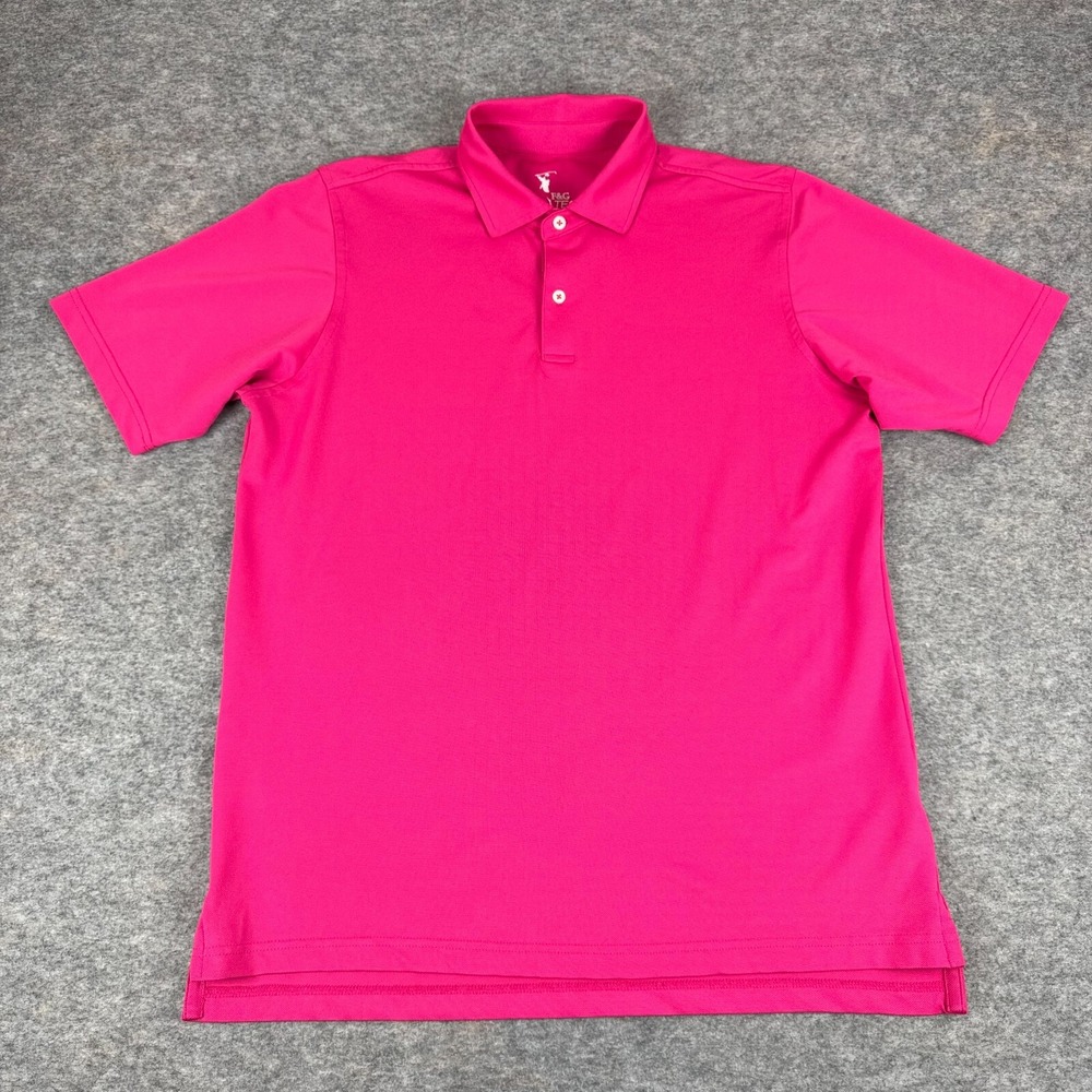 Fairway & Greene F&G Performance Golf Polo Shirt Solid‎ Pink Mens Medium M